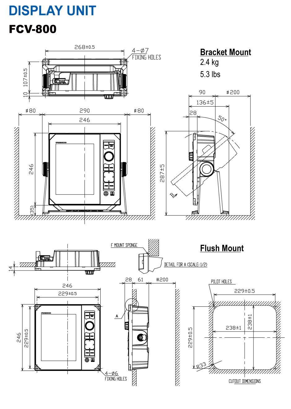 Dimensiones FCV-800