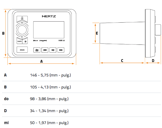 hertz hmr 50 dimensiones